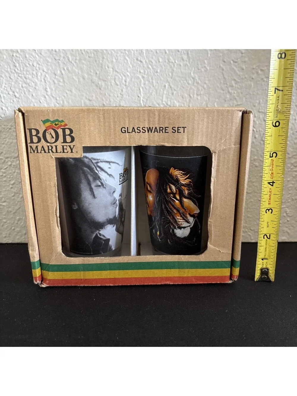 VTG Bob Marley Glassware 2- 16 oz Pub Glasses Pint Beer Reggae Music